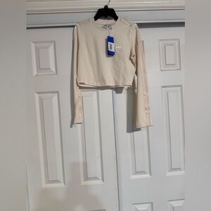 NWT ADIDAS LONG SLEVE CROP TOP IN BEIGE SIZE MED